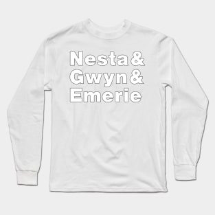 A Court of Silver Flames Valkryie Line Up, Nesta Emerie and Gwyn White Long Sleeve T-Shirt